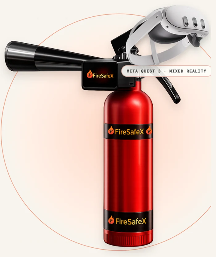 FireSafeX smart extinguisher and Meta Quest headset