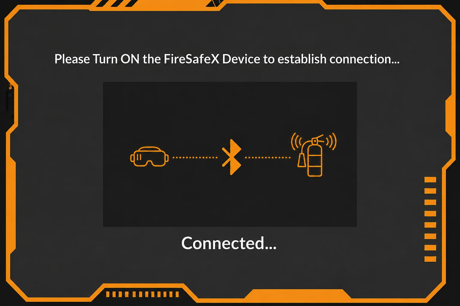 FireSafeX screen confirming a successful device connection